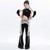 Conjunto de Danza Jazz para Niñas de Verano, Conjunto de Top de Manga Corta y Pantalones Largos Acampanados, Modelo de Jazz, Atuendo de Moda para Pasarela