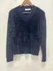 Nuevo Suéter de Punto para Mujer de Manga Larga de Invierno con Cuello en V, Estilo Jersey, Estilo Relajado, Ropa Exterior Azul Suave y Acogedora