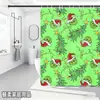 Bestseller transfronterizo de Amazon: Cortina de ducha Grinch verde de Navidad, impresa digitalmente, diseño de dibujos animados, hecha de tela de algodón elástico, impermeable