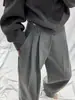 Pantalones rectos de traje a rayas grises de cintura alta de moda para mujer, nuevo estilo otoño e invierno, fluidos, versátiles, pantalones casuales de pierna ancha para ir al trabajo
