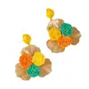 Pendientes de Ratán Tejidos a Mano de Estilo Festivo Europeos y Americanos Combinación de Colores de Verano de Moda Pendientes de Estilo Playa