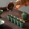 Yue Kiln Celadon - Taza de té pequeña recta, color verde ciruela, juego de té de kung fu de cerámica, taza de degustación individual, unisex