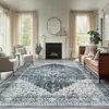 Alfombra lavable de imitación cachemir, resistente a la suciedad y fácil de mantener, alfombra de área grande de cobertura total, alfombra de sala de estar estilo persa americano