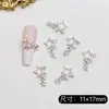 Decorações Populares Transfronteiriças para Nail Art de Estrela de Cinco Pontas Vazada, Estrela Brilhante Cheia de Diamante Decoração Metálica 3D Adesivos Metálicos para Unhas