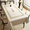 Mantel al por mayor estilo americano, impermeable y a prueba de aceite, mantel de mesa de comedor sin lavado, PVC rectangular impreso, tacto de lujo ligero y alta gama, mantel para mesa de centro