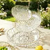 Fabricante Personaliza Fruteros con Patrón de Glaciar con Diseños Florales Bordados en Oro, Platos Decorativos Transparentes, Se Pueden Imprimir Logos, Soporta Personalización de Lotes Pequeños