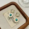 Pendientes Retro de Imitación Turquesa y Nácar 2025 Nuevos Populares Hebilla de Oreja Lujo Accesible de Gama Alta Pendientes Únicos de Nicho para Mujer