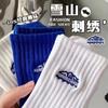Calcetines de montaña de nieve, calcetines de longitud media, medias bordadas para hombre y mujer, calcetines deportivos casuales de moda japonesa para hombre.