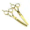 Tijeras de Peluquería Color Dorado, Tijeras para Cortar el Cabello, Tijeras Planas, Tijeras Entresacadoras, Peluquero de Salón de Peluquería