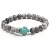 Pulseira de Contas Redondas de Pedra Natural 8mm Tartaruga Olho de Tigre Turquesa Pedra Vulcânica Pulseira Elástica Personalizada da Moda