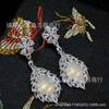 Aretes al por mayor de aguja de plata 925 con incrustaciones de calcedonia blanca de lujo ligero hielo ágata temperamento jade joyería regalos