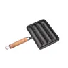 Grelha de ferro fundido para salsichas, grelha de salsichas para uso doméstico, grelha para bolos de arroz, grelha para espetinhos, grelha para glúten, chapa grelha de salsichas para exterior, tamanho pequeno