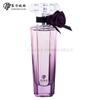 Botella de perfume morada de molde de fábrica con decoración de flor 80ml botella de vidrio con spray de bayoneta botella de vidrio de color spray de alta calidad