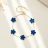 Pulseira Cruzada Clássica de Aço Inoxidável Banhada a Ouro Trevo de Cinco Folhas para Mulheres, Estilo Europeu e Americano, Fashion, Simples, Joia de Mão de Luxo Leve