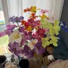 Flores artificiales para bodas: Orquídea Cattleya de 5 flores, decoración floral para salón de banquetes de bodas, flores artificiales para escena de restaurante