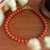 Cadena para clavícula de cuentas redondas color óxido rojo de Redstone de 10 mm, estilo antiguo, collar Duobao completo con año de nacimiento para mujer