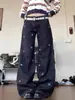 Jeans Flare Wide-Leg com Bordado de Estrela Retro Americano para Mulheres, Outono e Inverno Cintura Baixa Solto Casual Versátil Calça Reta