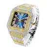 Reloj Missfox Popular Europeo y Americano Escala Romana Moda de Gama Alta Hip-Hop Diamante Totalmente Diamantado Cuadrado Reloj para Hombre