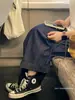 Jeans de Pierna Ancha Estilo Perezoso para Mujer, Nuevo Estilo de Verano, Ajuste Holgado Adelgazante, Estilo Japonés, Pantalones de Abuela Cortos de Algodón y Lino