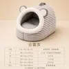 Cama para perro tipo pantufla de felpa 3D, engrosada para abrigar en invierno, adecuada para todas las estaciones, semicerrada, proporciona una sensación de seguridad para perros pequeños