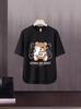 Camiseta de manga corta para hombre, marca de moda de verano, suelta, de cinco puntos, manga, 2024, nueva camiseta con estampado simple de Internet Ins.