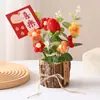 Flores Artesanais Presentes de Dia dos Namorados Margaridas Tulipas Flores de Lã Tricotada Girassóis Atacado Tronco de Árvore Pequenos Buquês Enfeites