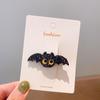 Moño de Halloween Accesorios para el Cabello de Niños Cabeza Divertida de Fantasma Pasador Hecho a Mano Murciélago Negro Pasador para Fiesta de Niña