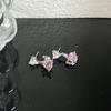 Pendientes de circonita rosa con forma de corazón para mujer, de alta gama, con un toque de conejo, elegantes y dulces, de moda 2023.