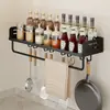 Estante de Almacenamiento de Cocina sin Taladro Montado en Pared Organizador de Botellas de Especias Multifuncional con Ganchos Colgador de Utensilios de Cocina Venta al por Mayor