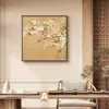 Moldura Decorativa para Quadro de Flores e Pássaros de Pincel Fino da Amazon, Moldura de Quadro Pendurada Estilo Chinês Inspirado em Zen para Sala de Chá e Estudo, Pintura Antiga Quadrada Estilo Dinastia Song, Atacado