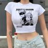 INS Verão 2024 Nova Camiseta Feminina de Manga Curta com Letra de Umbigo Slim-fit