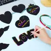 Arte de rascar para niños transfronterizo Huevo Graffiti Forma de Corazón para el Día de San Valentín Colgante con Forma de Corazón Papel de Arte de Rascar Colorido Hecho a Mano