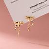 Nalan Aretes de Plata Esterlina S925 con Diseño de Lazo de Cinta Calado Joyería para Orejas para Mujer M05237