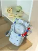 Linda Bolsa Cruzada Azul Claro Estilo Universitario con Cordón y Estrellas, Bolso de Compras Diario para Chica Dulce Manos Libres para Botella de Agua
