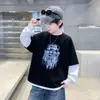 Moletom Masculino 2026 Novo Tendência Cool Manga Patchwork Gola Redonda Estampa de Letra, Outono Casual Elegante Moda