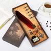 Pluma de Pluma Hoja de Arce Retro Estilo Europeo Pluma para Mojar Set de Caja de Regalo Regalo de Negocios Ventas Directas de Fabricante Soporte Personalización