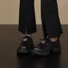 Zapatos Planos de Cuero Negros con Cordones, Suela Gruesa, Punta Redonda para Mujer, Estilo Británico Versátil, Cordones al Frente, Diseño Simple, Novedad Primavera 2026