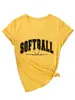 Camiseta deportiva de manga corta con cuello en V para mujer, estilo moda, personalizada, para mamá de sóftbol, en stock en Amazon, eBay, sitio web independiente