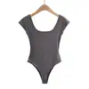 Body Tanga sin Costuras con Espalda en U, Body Tanga de Manga Corta, Body Tanga de Corte Alto