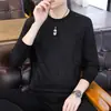 Camiseta de hombre de moda transfronteriza, nueva sudadera casual jacquard de cuello redondo para primavera y otoño, camiseta básica de manga larga de talla grande a la moda para hombre