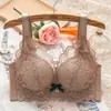 Lencería de Encaje 6129 para mujer, soporte push-up sin aro de acero, látex, sin costuras, ajustable, realzador de senos grueso, sujetador de belleza para la espalda