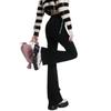 Jeans Micro-La Feminino Preto Cintura Alta Estilo Hong Kong Outono 2024 Nova Chegada Pequeno Slim-Fit Emagrecimento Maillard
