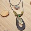 Novo Colar Criativo Estilo Coreano Simples de Corda de Cera de Camada Dupla Corrente Longa de Lã Asas de Anjo Corrente Decorativa Vintage