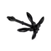 Juego de ancla plegable de acero al carbono negro galvanizado por inmersión de 1.5 kg para botes inflables de goma, kayaks y botes de pesca