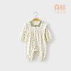 Mono de Algodón Shvelvet para Bebé de Primavera y Otoño Estilo Pastoral Flores Pequeñas Ropa de Gateo para Niña Ropa Exterior Cuello Cuadrado Pequeño Moda