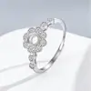 Anillo de plata de ley maciza S925 de 5 mm con base vacía para DIY, estilo chino, con gema de colores, punta de diamante en la parte posterior y diseño floral inspirado en el Zen