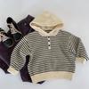 Suéter Infantil Mai Bao 2026 Otoño Nuevo Estilo Coreano para Niños Pulóver de Punto con Capucha Rayado Ropa de Bebé Primavera y Otoño