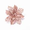 Decoraciones para Árbol de Navidad Huecas con Purpurina Dorada Flores Navideñas de Plástico Decoración de Atmósfera de Escena Juego de Flores Artificiales Adornos Colgantes