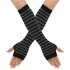 Guantes Largos de Punto para Otoño e Invierno Japoneses Guantes de Punto con Mangas Falsas Cubrebrazos Oscuros Guantes Rayados para Fiesta Europeos y Americanos
