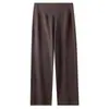 Calças Leggings de Lã Yunduo Femininas 2025 Novas Quentes Retas de Pernas Largas Outono e Inverno Aumentadas à Prova de Frio Calças de Cintura Alta